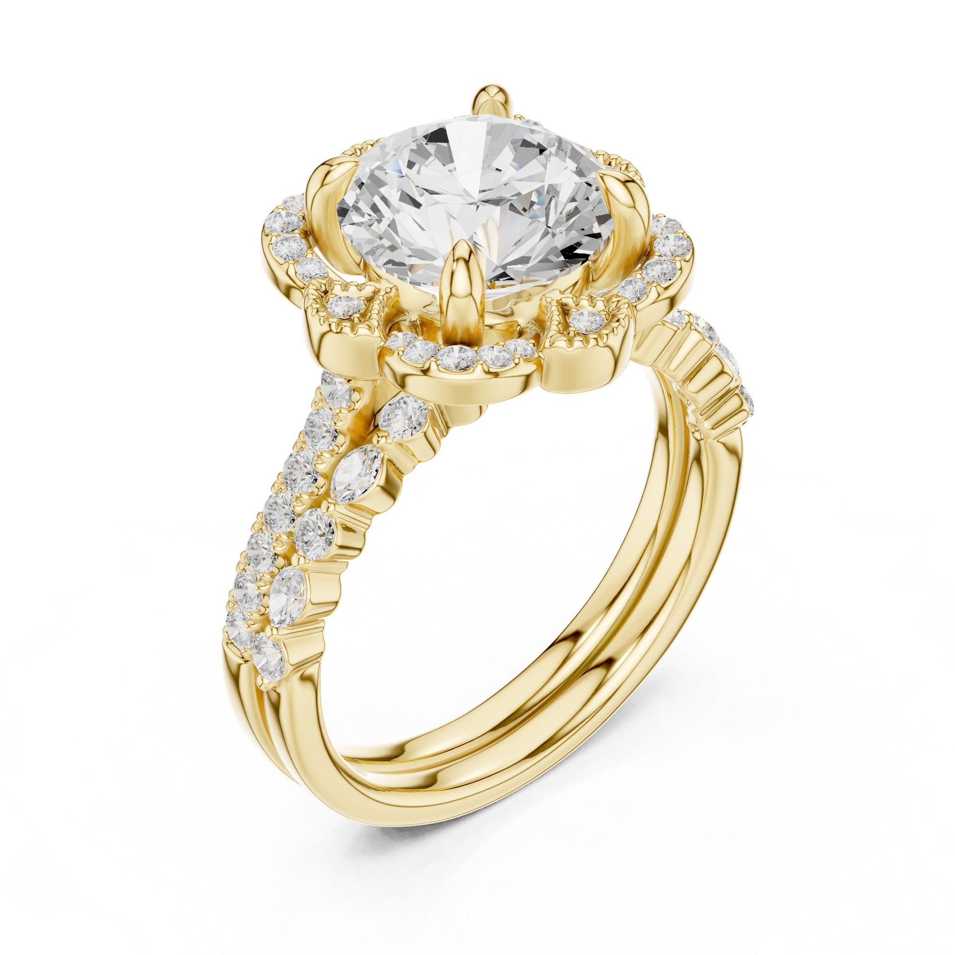 Round Lab Grown Diamond Halo Engagement Ring