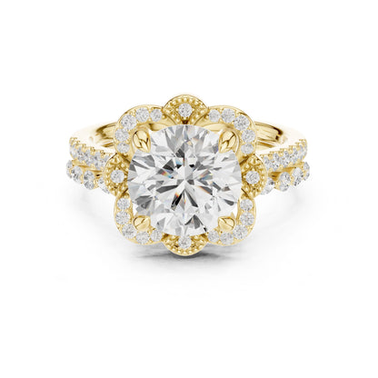 Round Lab Grown Diamond Halo Engagement Ring