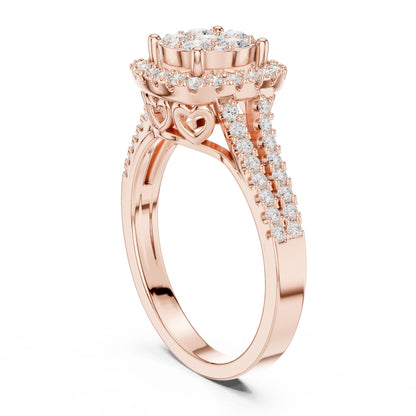 Round Lab Grown Diamond Halo Engagement Ring