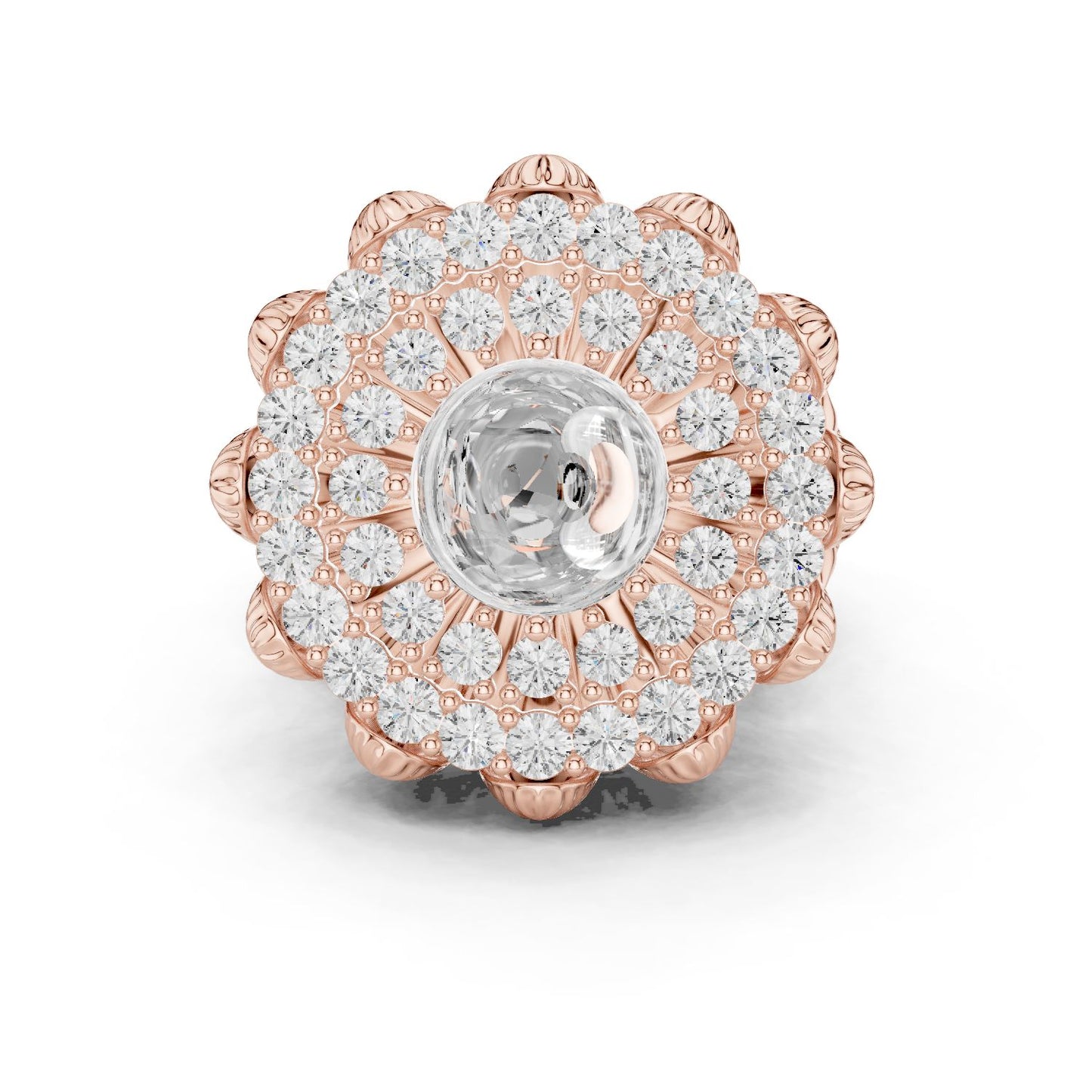 Round Lab Grown Diamond Halo Engagement Ring