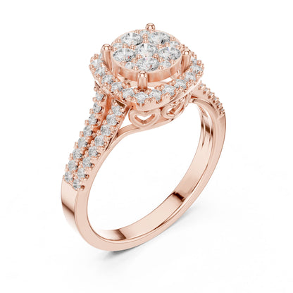Round Lab Grown Diamond Halo Engagement Ring