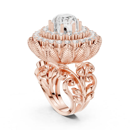 Round Lab Grown Diamond Halo Engagement Ring