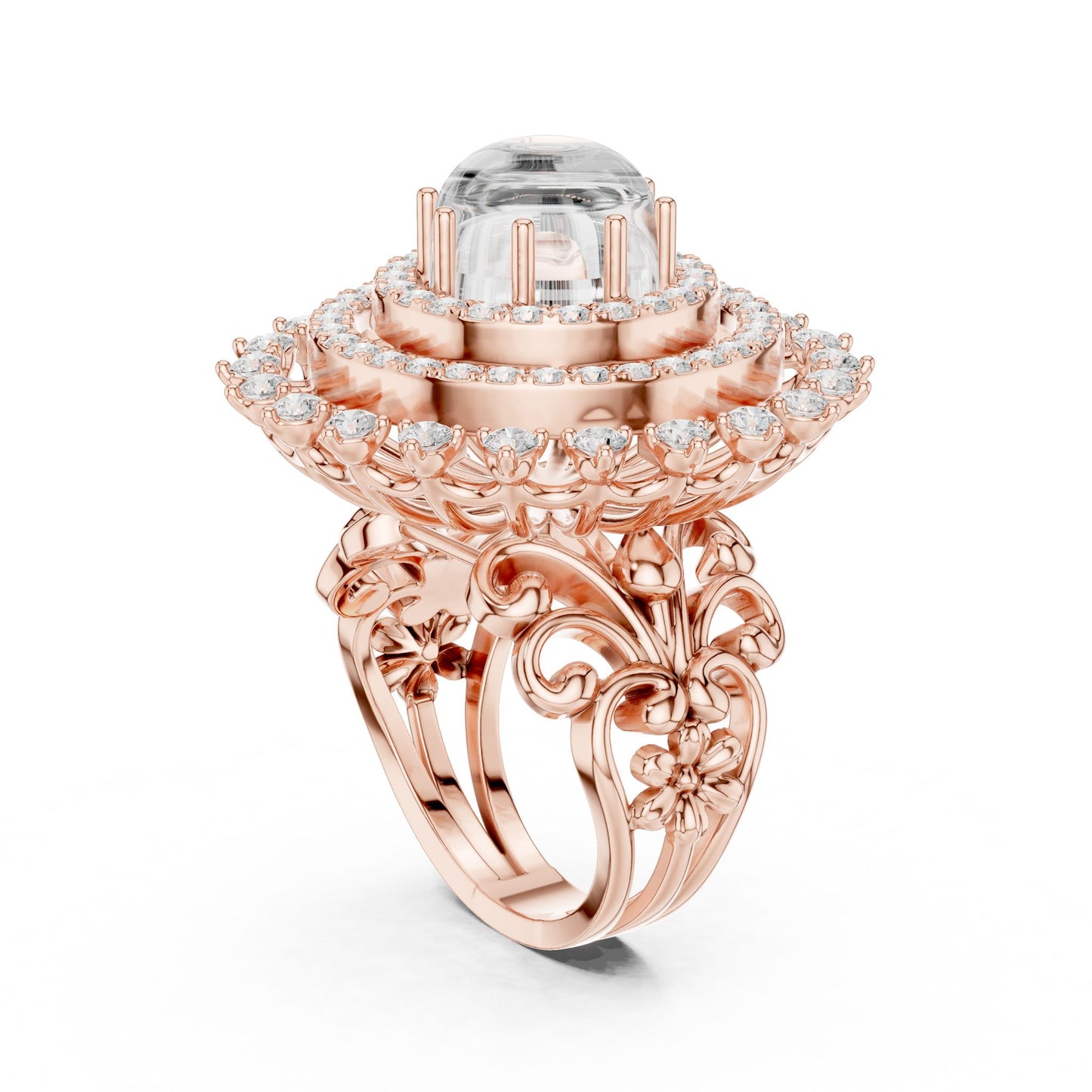 Round Lab Grown Diamond Halo Engagement Ring