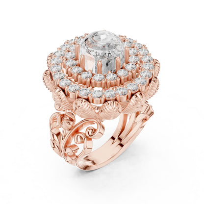 Round Lab Grown Diamond Halo Engagement Ring