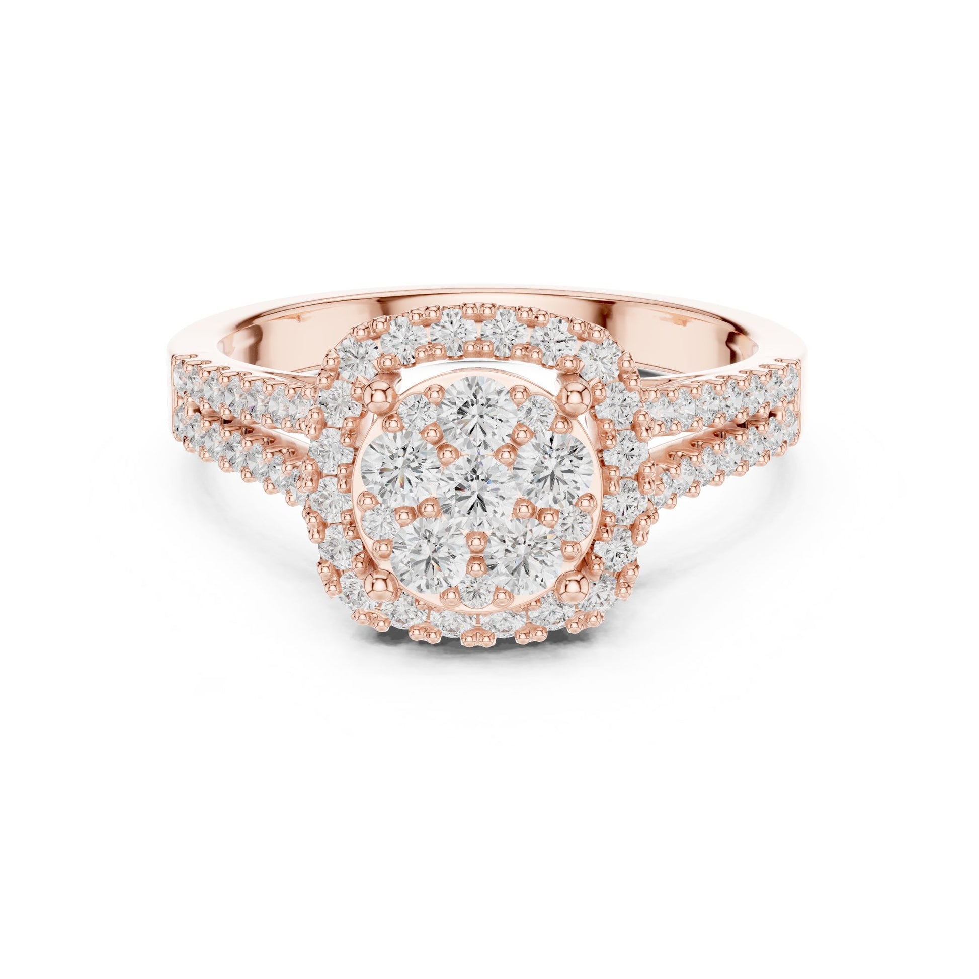 Round Lab Grown Diamond Halo Engagement Ring