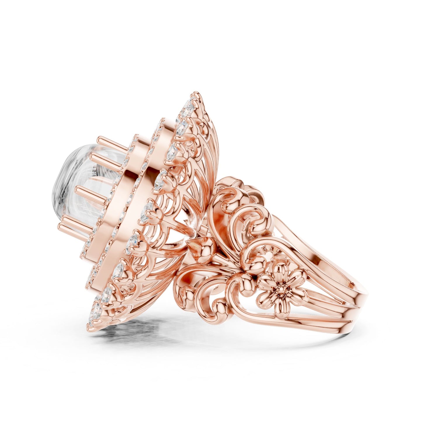 Round Lab Grown Diamond Halo Engagement Ring