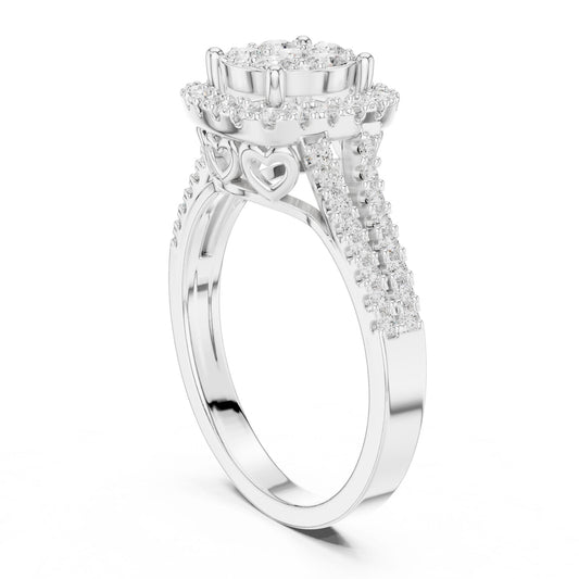 Round Lab Grown Diamond Halo Engagement Ring