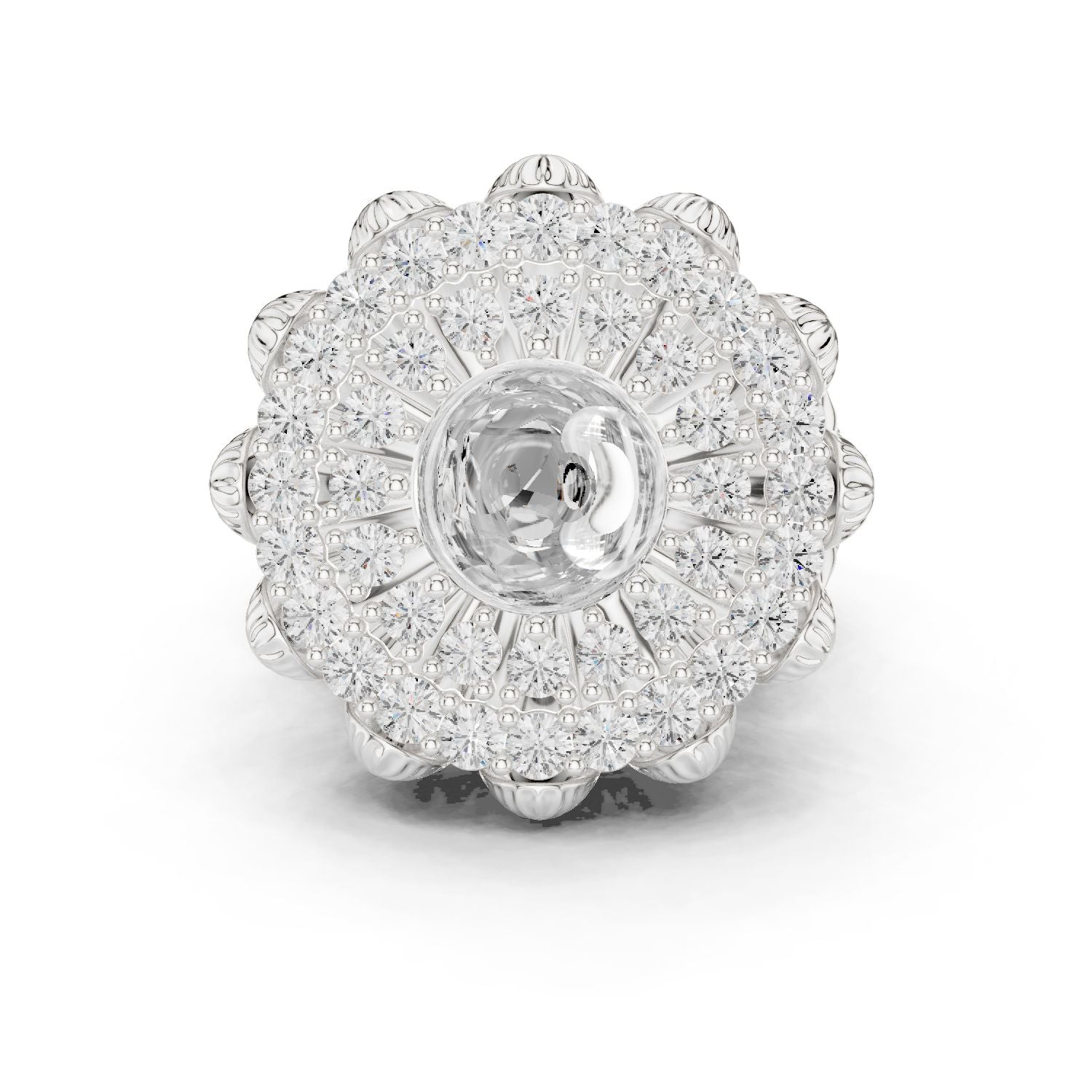Round Lab Grown Diamond Halo Engagement Ring