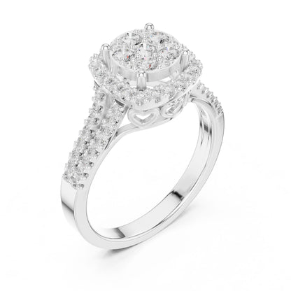 Round Lab Grown Diamond Halo Engagement Ring