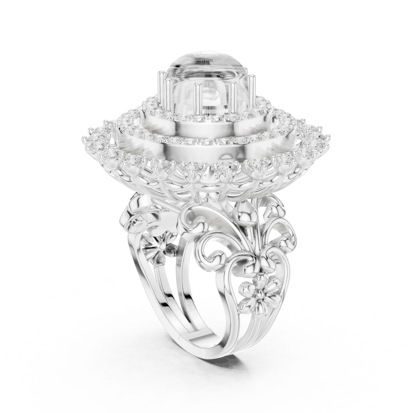 Round Lab Grown Diamond Halo Engagement Ring