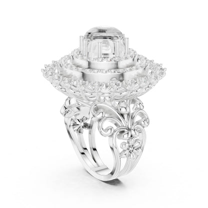 Round Lab Grown Diamond Halo Engagement Ring