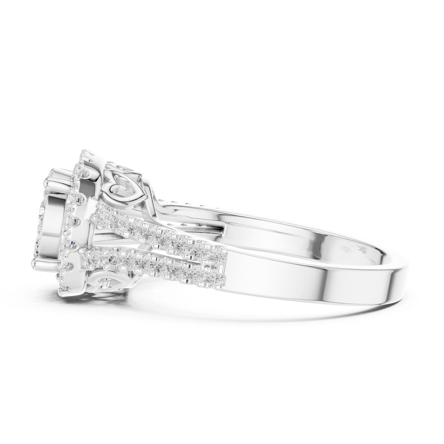 Round Lab Grown Diamond Halo Engagement Ring
