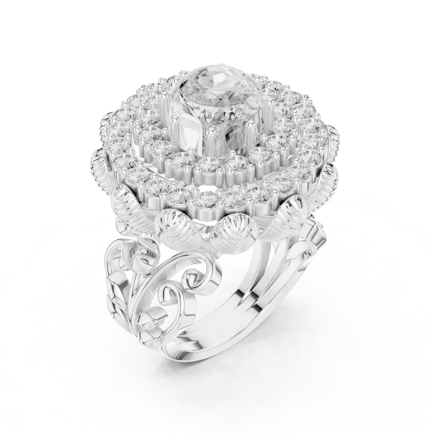 Round Lab Grown Diamond Halo Engagement Ring