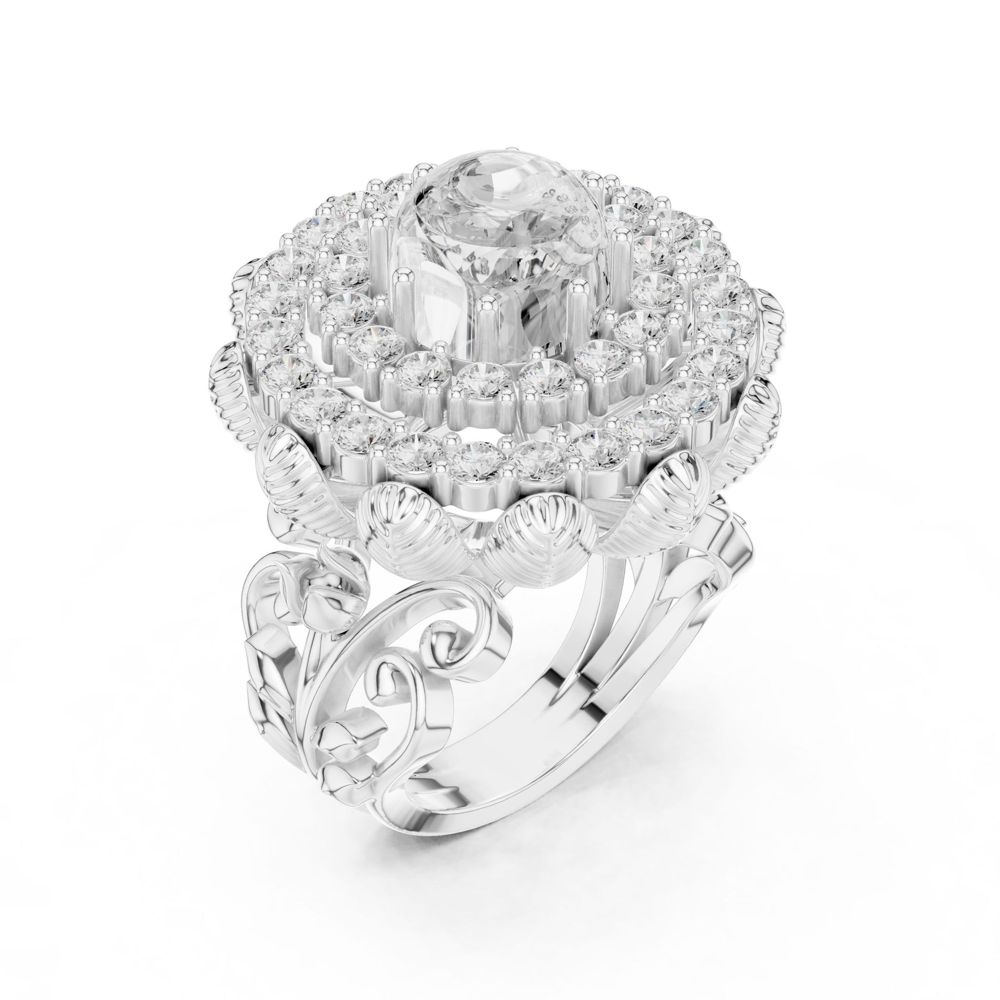 Round Lab Grown Diamond Halo Engagement Ring