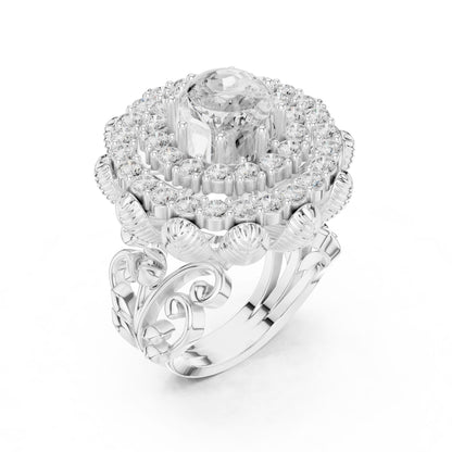 Round Lab Grown Diamond Halo Engagement Ring