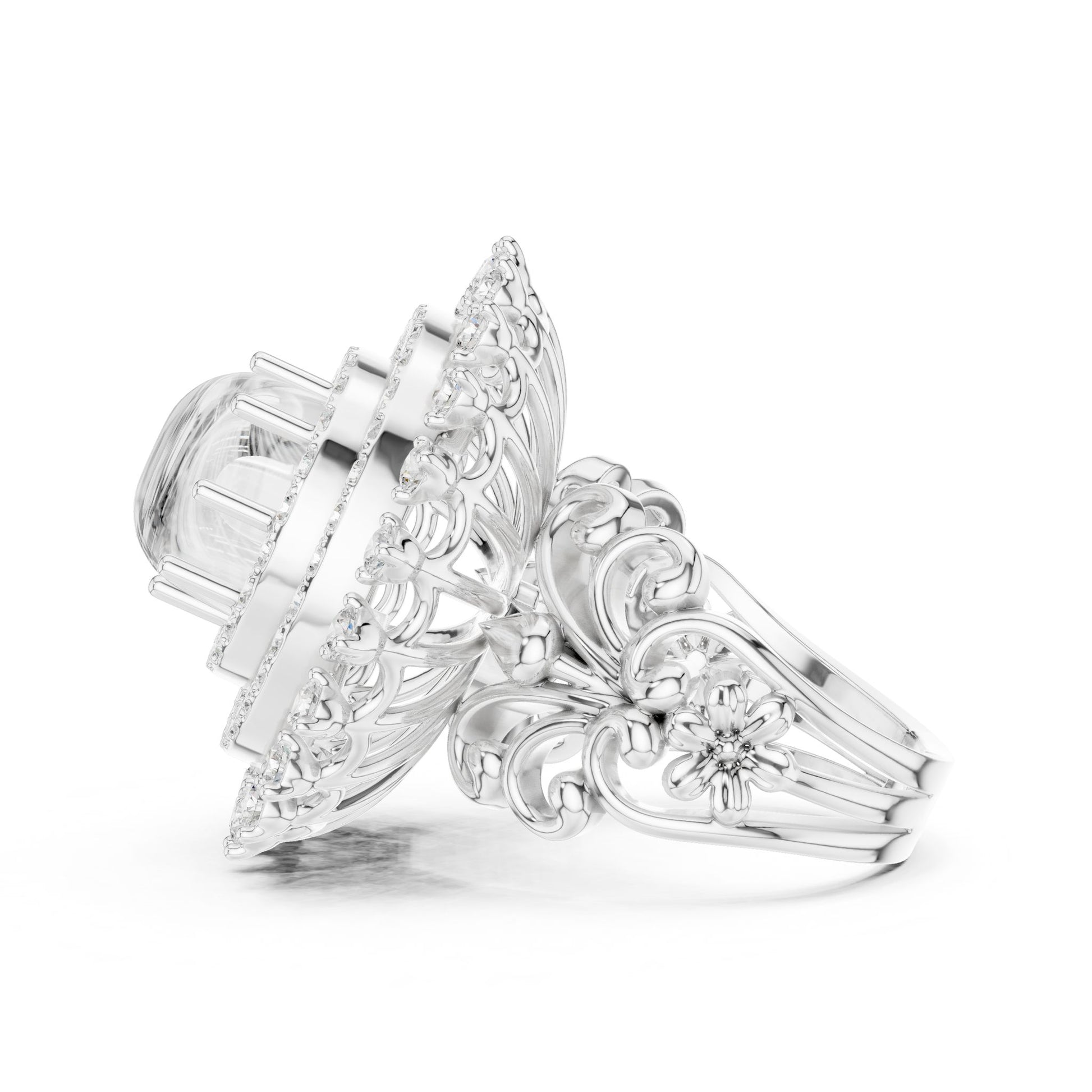 Round Lab Grown Diamond Halo Engagement Ring