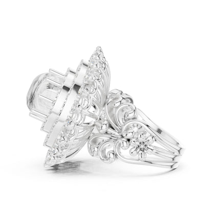 Round Lab Grown Diamond Halo Engagement Ring