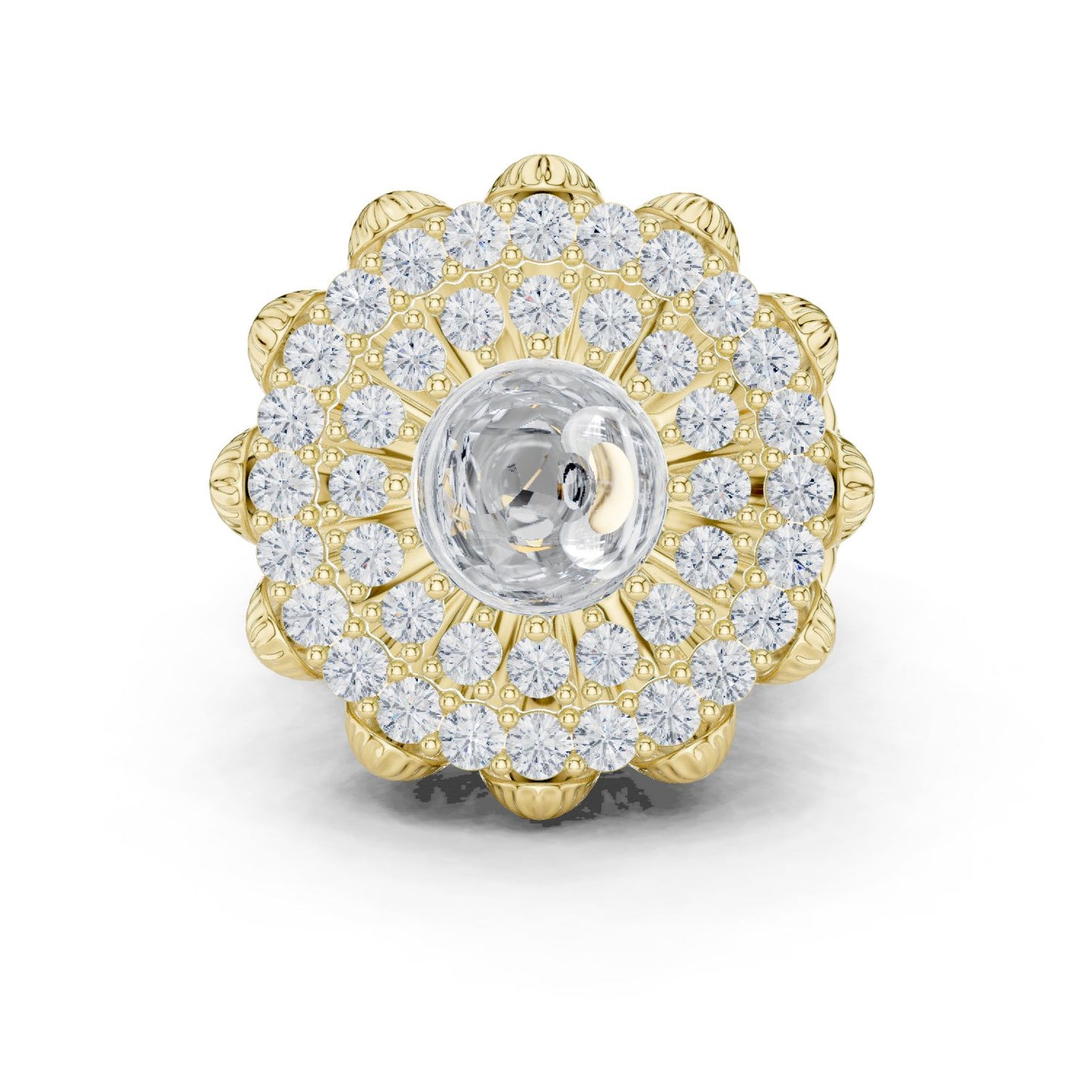 Round Lab Grown Diamond Halo Engagement Ring