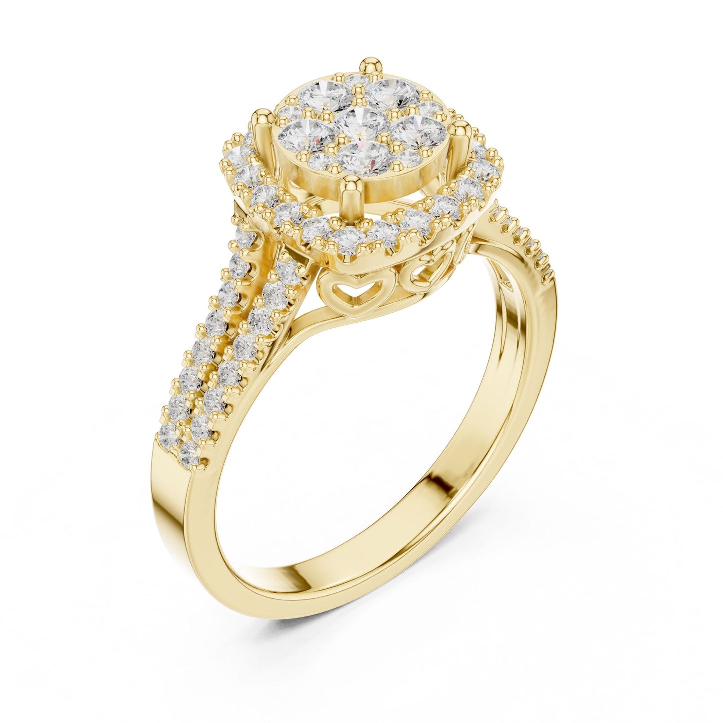 Round Lab Grown Diamond Halo Engagement Ring