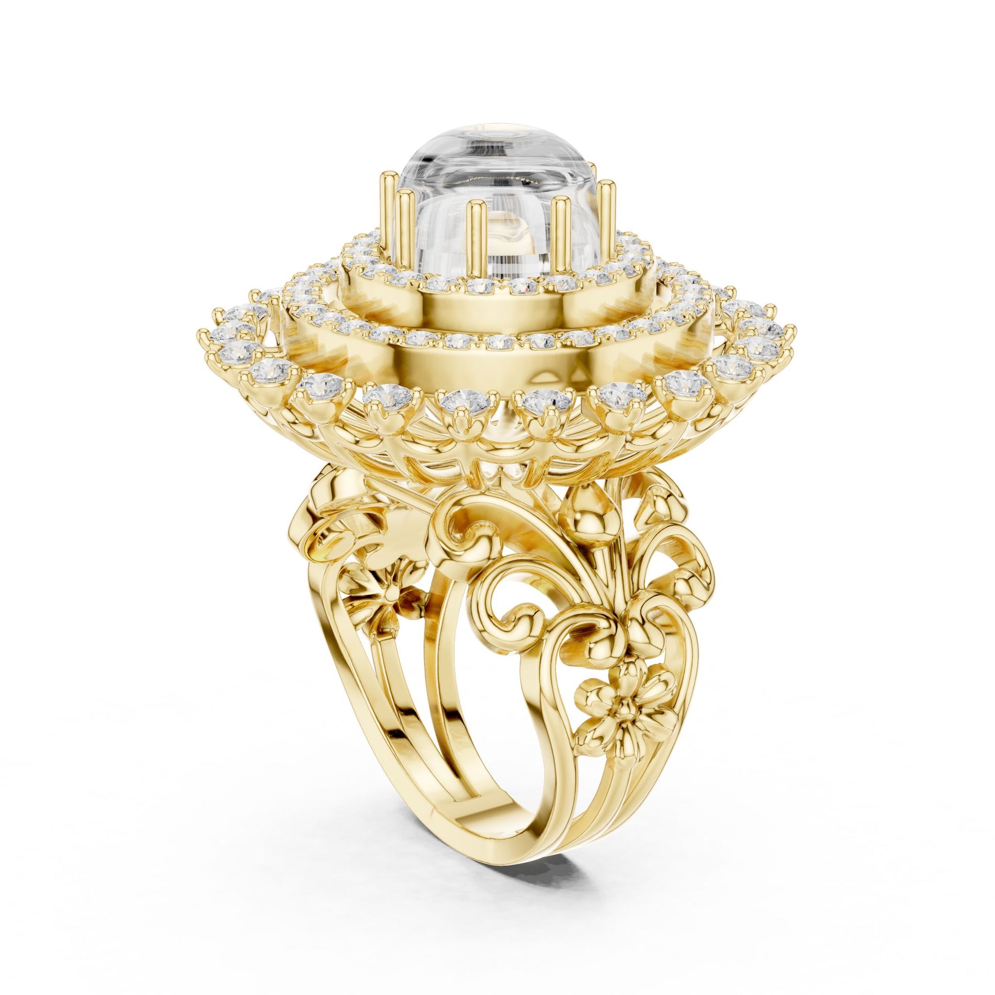 Round Lab Grown Diamond Halo Engagement Ring