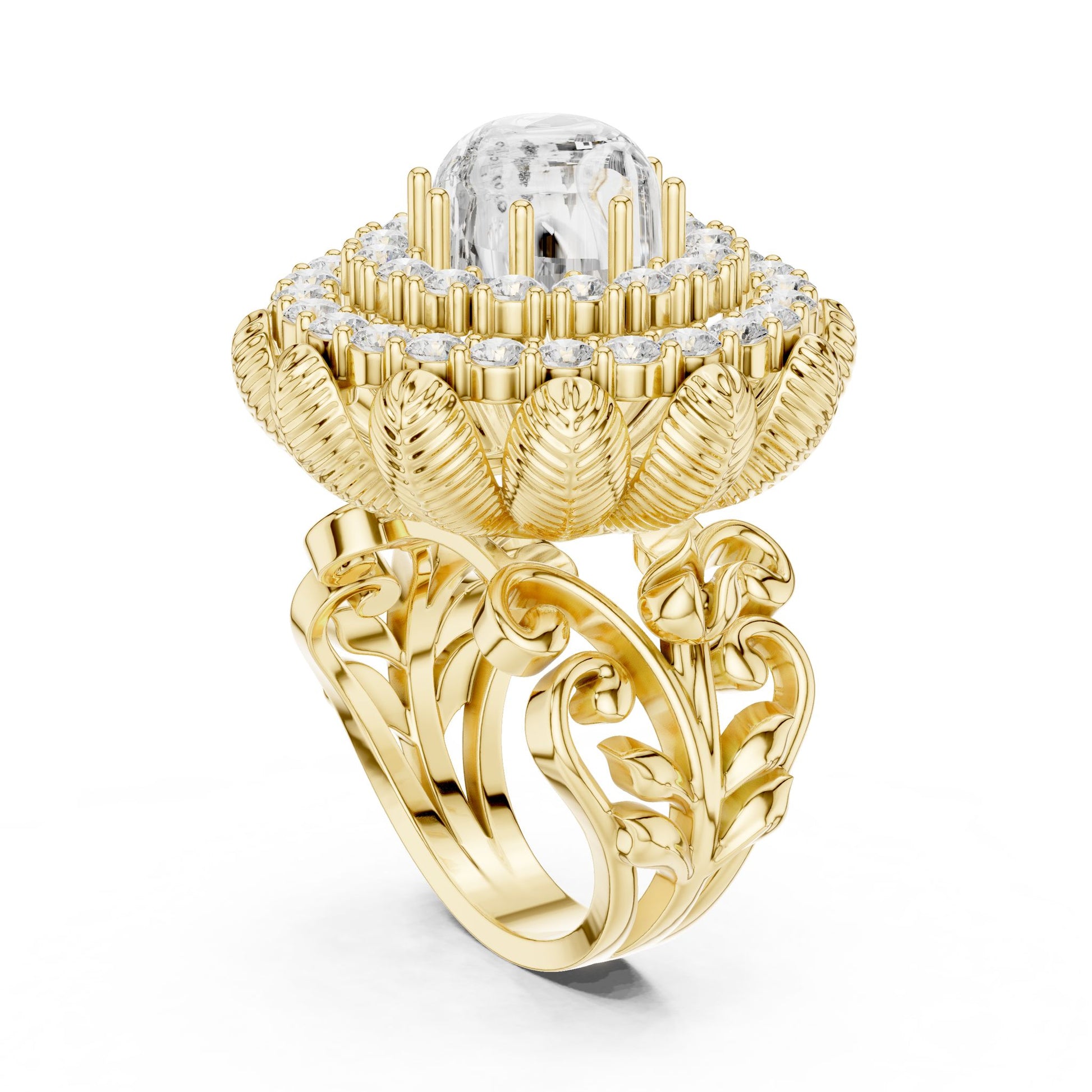 Round Lab Grown Diamond Halo Engagement Ring