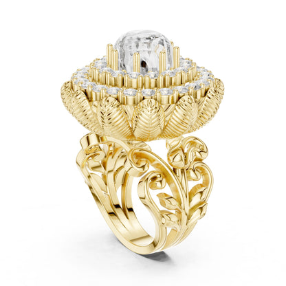 Round Lab Grown Diamond Halo Engagement Ring