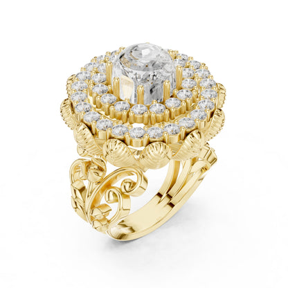 Round Lab Grown Diamond Halo Engagement Ring