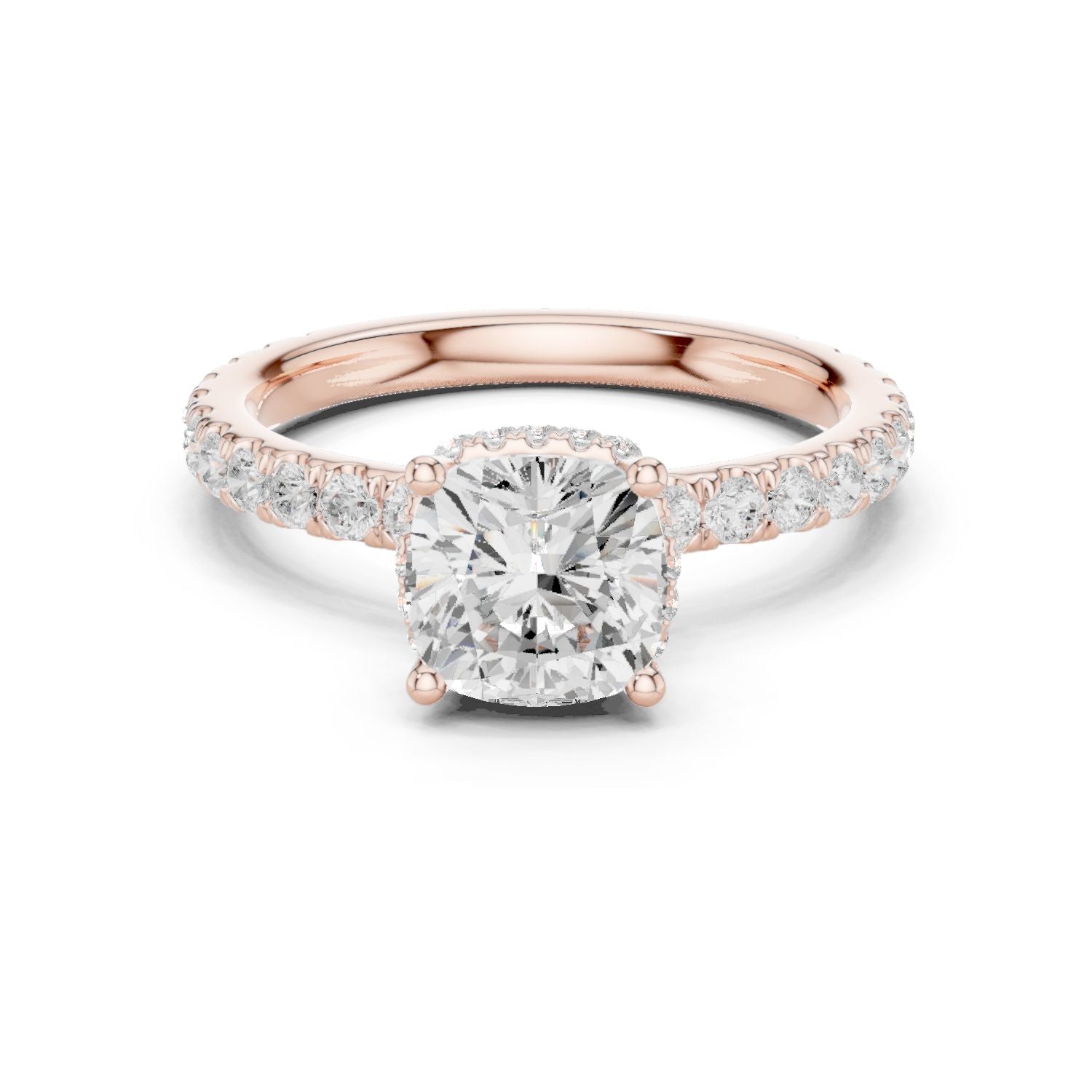 Round Lab Grown Diamond Hidden Halo Engagement Ring