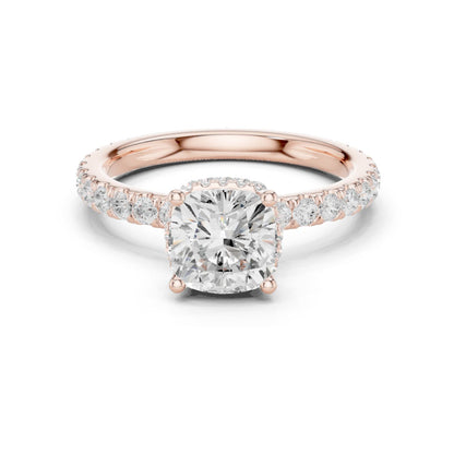 Round Lab Grown Diamond Hidden Halo Engagement Ring