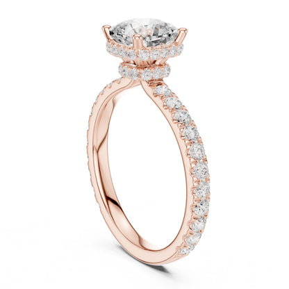 Round Lab Grown Diamond Hidden Halo Engagement Ring