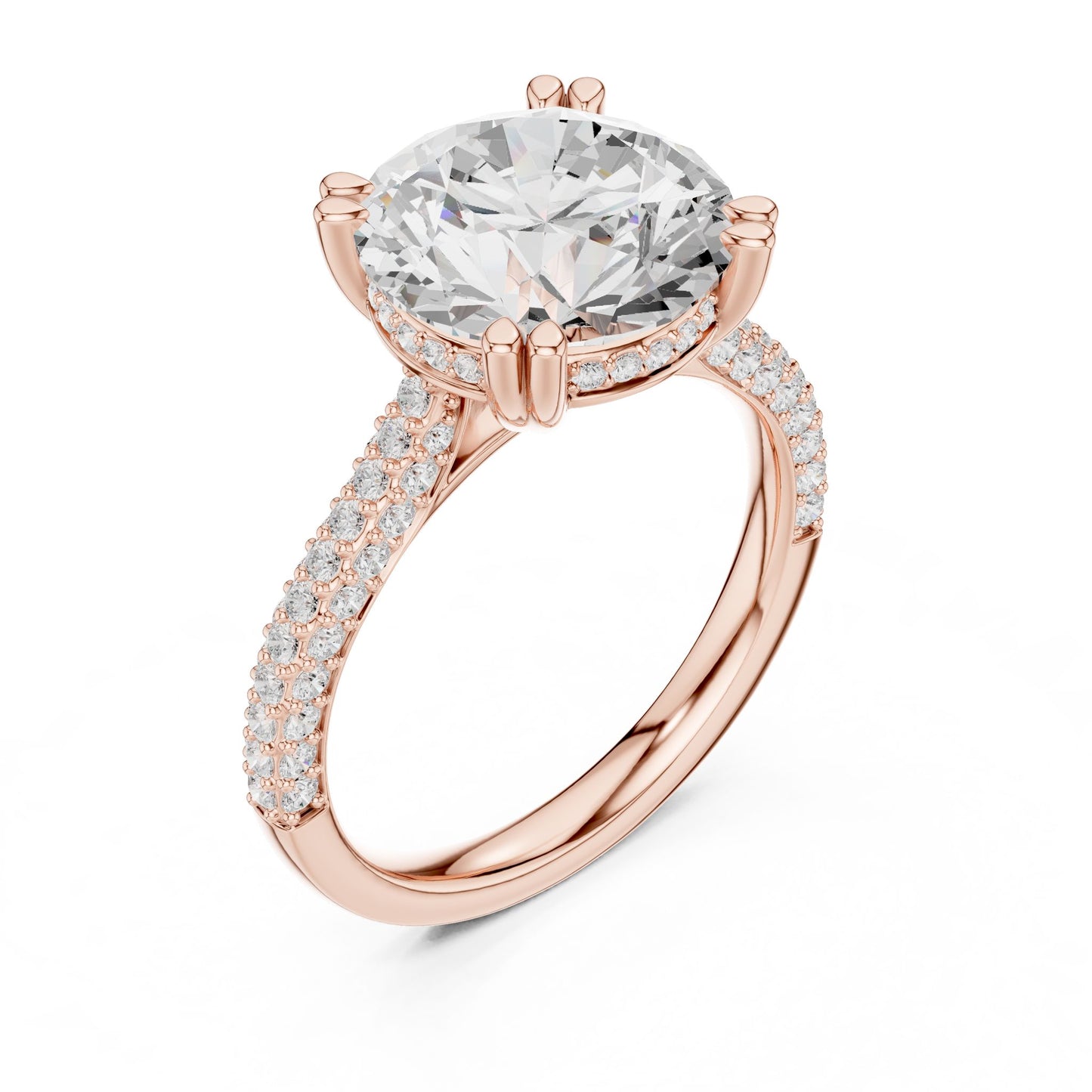 Round Lab Grown Diamond Hidden Halo Engagement Ring