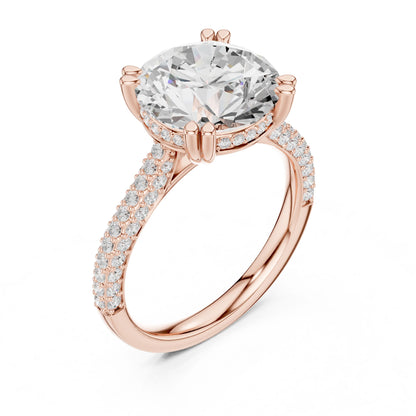 Round Lab Grown Diamond Hidden Halo Engagement Ring