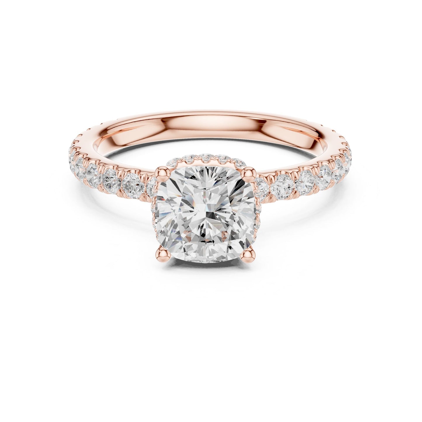 Round Lab Grown Diamond Hidden Halo Engagement Ring