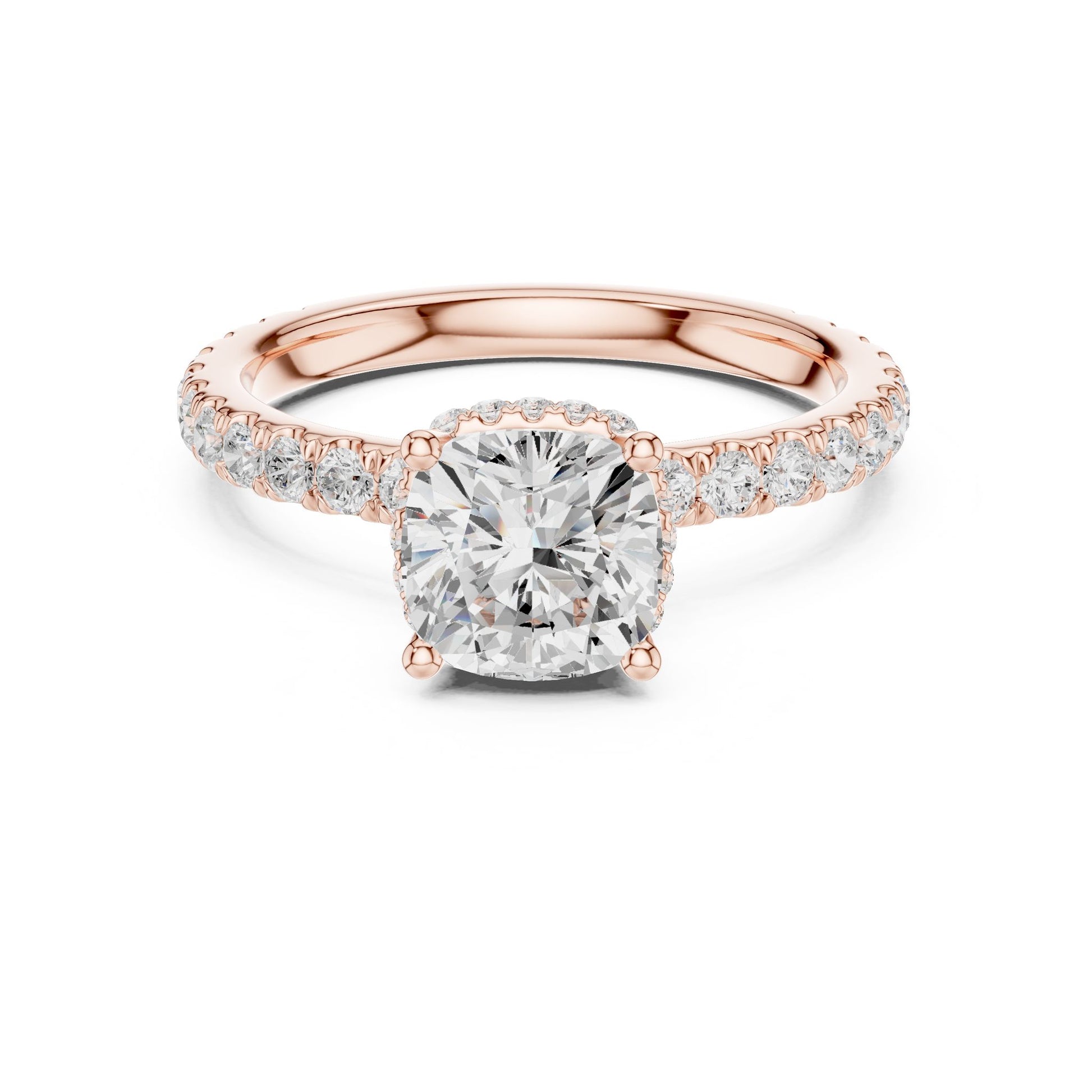 Round Lab Grown Diamond Hidden Halo Engagement Ring