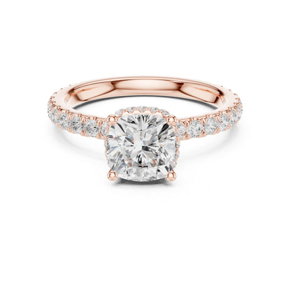 Round Lab Grown Diamond Hidden Halo Engagement Ring