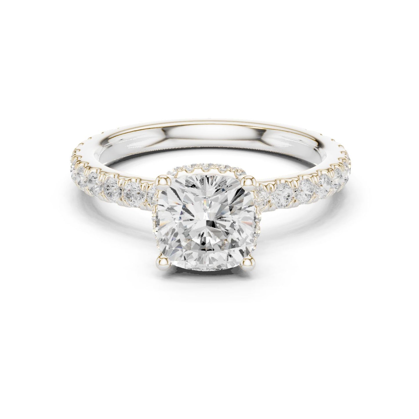 Round Lab Grown Diamond Hidden Halo Engagement Ring