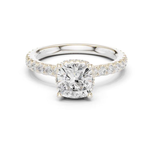 Round Lab Grown Diamond Hidden Halo Engagement Ring