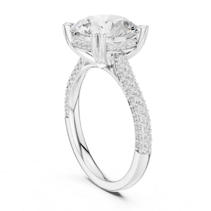 Round Lab Grown Diamond Hidden Halo Engagement Ring