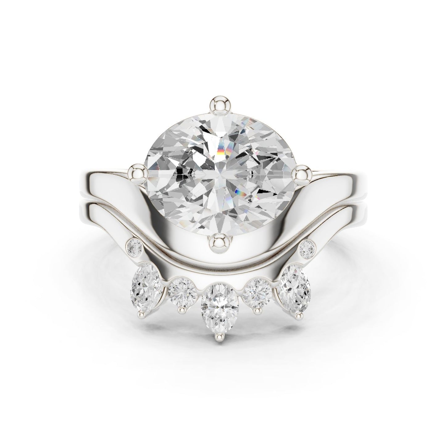 Round Lab Grown Diamond Hidden Halo Engagement Ring