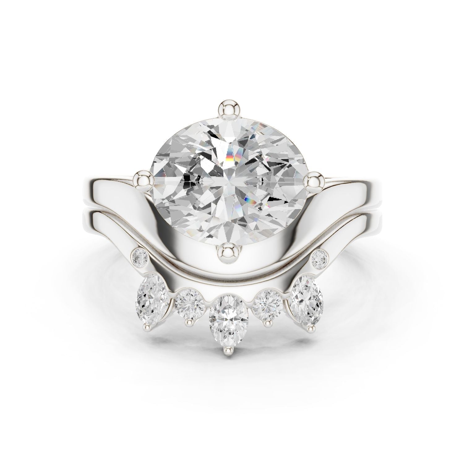 Round Lab Grown Diamond Hidden Halo Engagement Ring