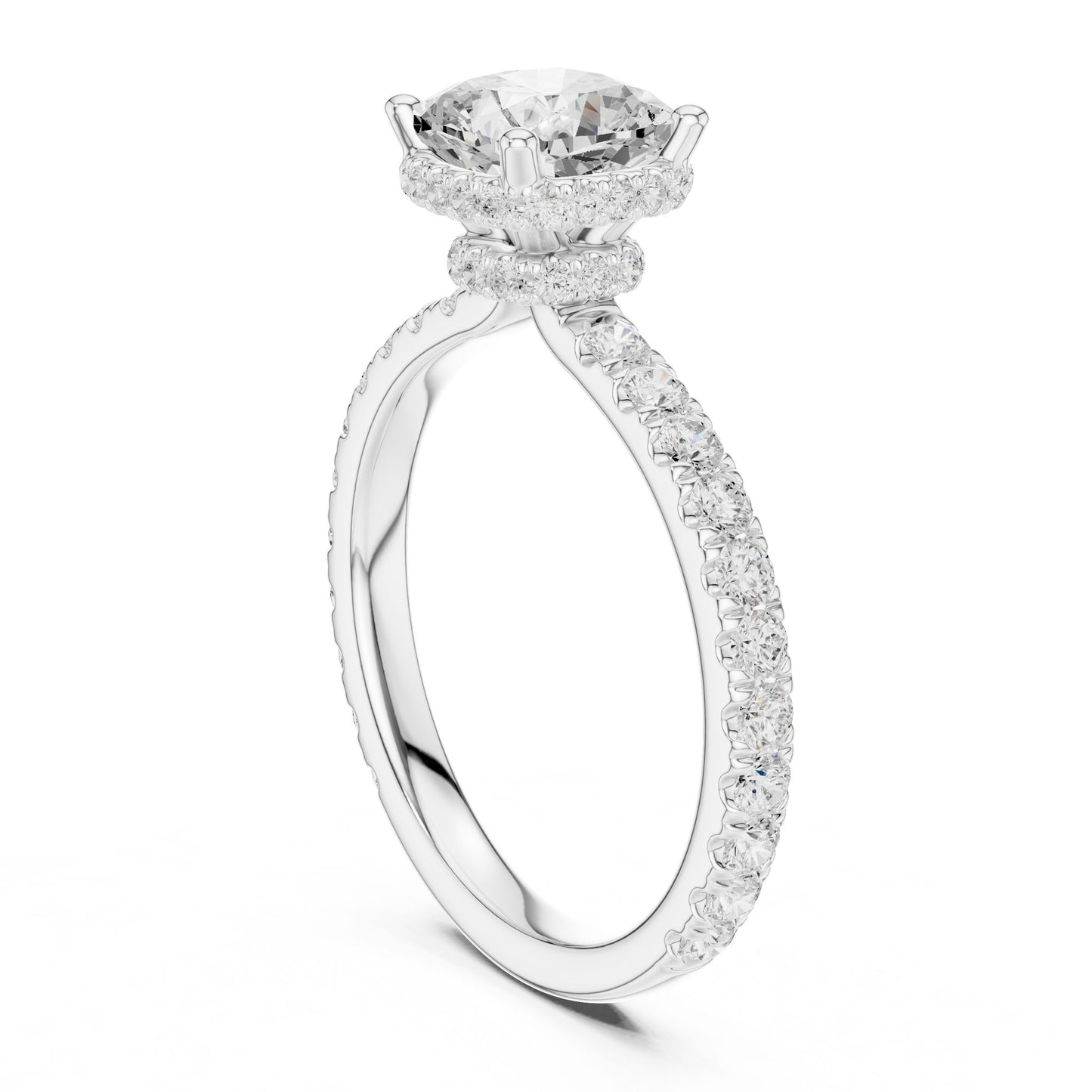 Round Lab Grown Diamond Hidden Halo Engagement Ring