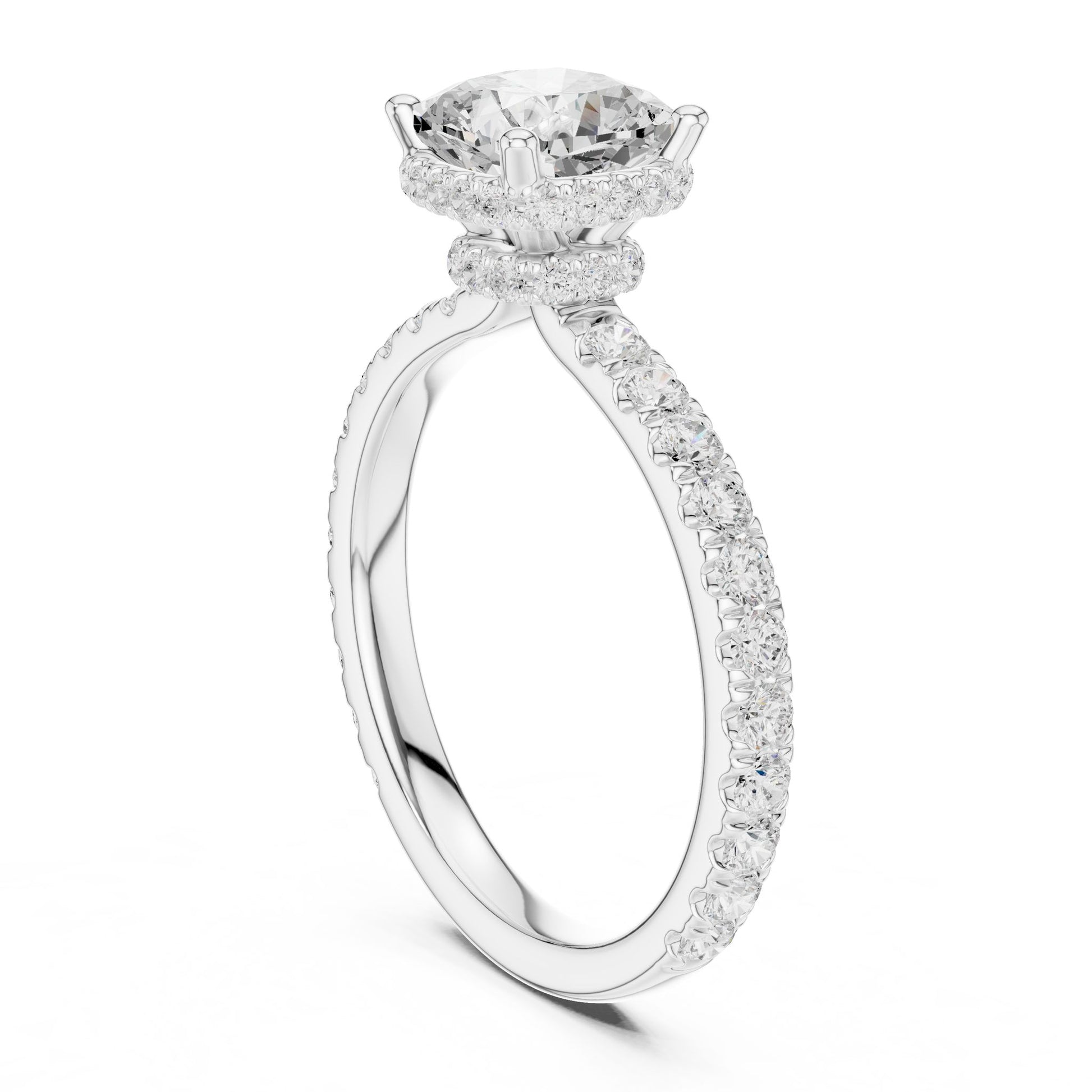 Round Lab Grown Diamond Hidden Halo Engagement Ring