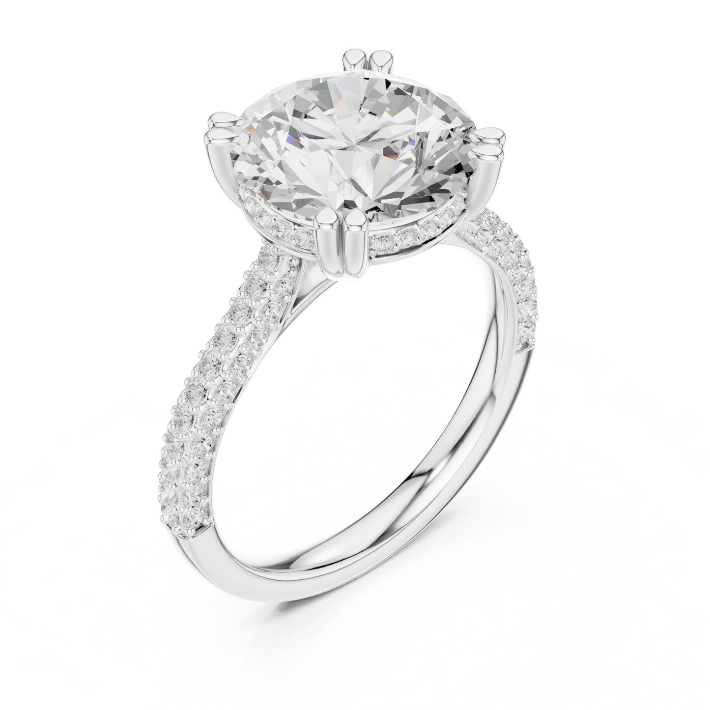 Round Lab Grown Diamond Hidden Halo Engagement Ring