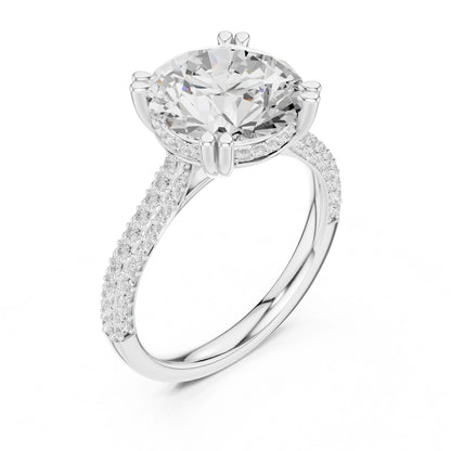 Round Lab Grown Diamond Hidden Halo Engagement Ring