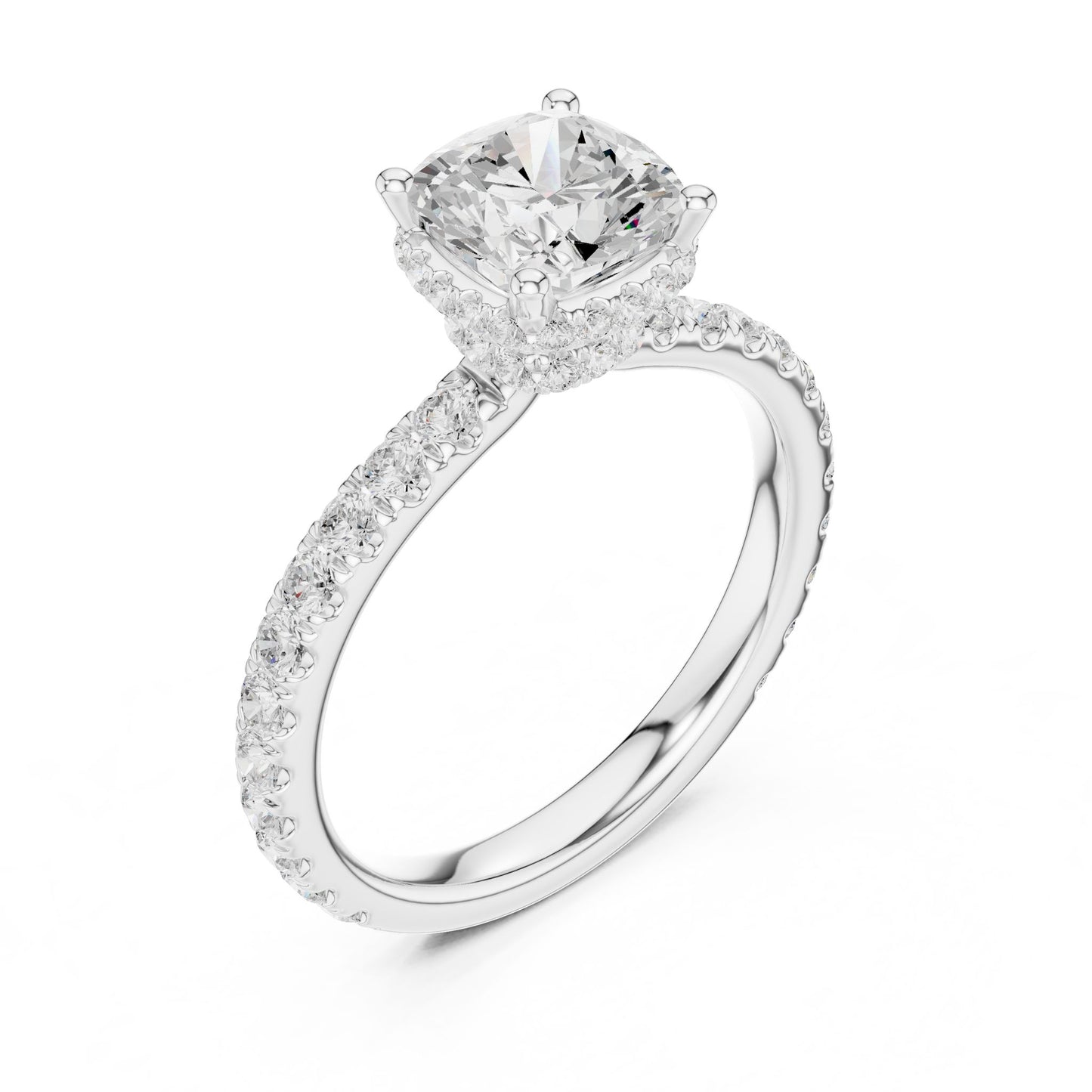 Round Lab Grown Diamond Hidden Halo Engagement Ring