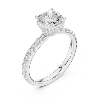 Round Lab Grown Diamond Hidden Halo Engagement Ring