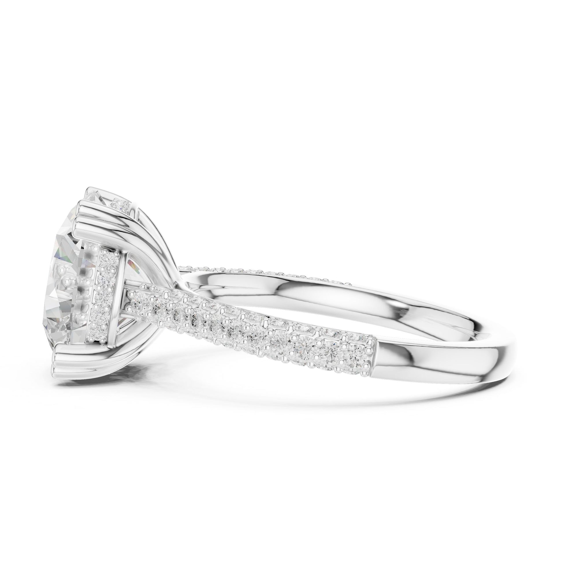 Round Lab Grown Diamond Hidden Halo Engagement Ring