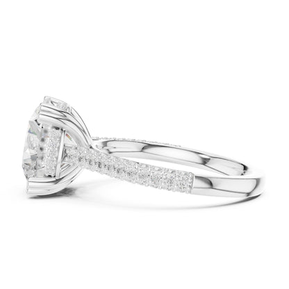 Round Lab Grown Diamond Hidden Halo Engagement Ring