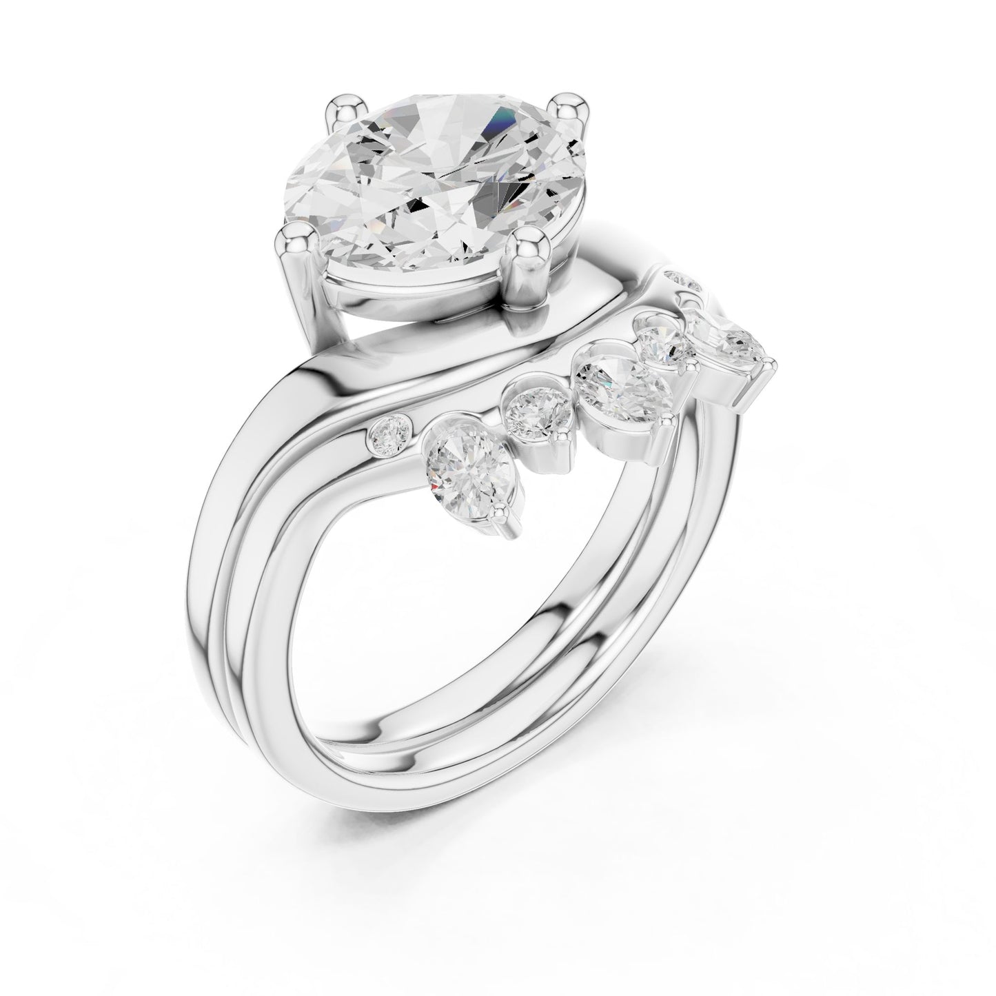 Round Lab Grown Diamond Hidden Halo Engagement Ring