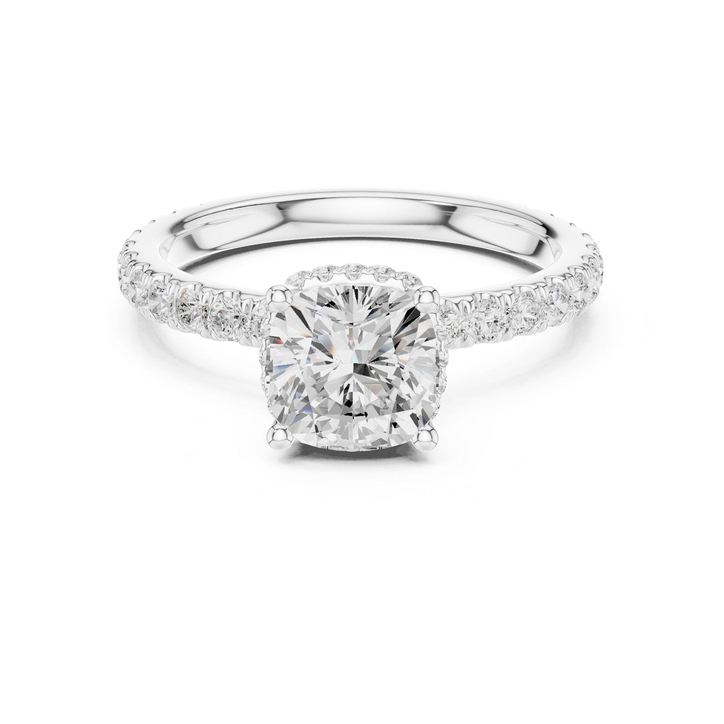 Round Lab Grown Diamond Hidden Halo Engagement Ring